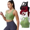Zip Front Sports Bras For Women Medium Support Removable Cups Gym Workout | Full Coverage & Zip Front For Easy Wear Removable Pads For Separate Washing Wide Shoulder Strap Compression Sports Bra (Size XXL)