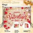 Happy Valentine's Day Backdrop Red Pink Love Hearts Rustic Wood Photography Background for Valentine's Day Party Decoration Photo Booth Props Romantic Event Supplies 8x6FT
