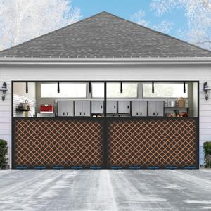 Car Garage Door Insulation Kit Fits 16x7FT, Magnetic Thermal Insulated Door Curtains for Winter with Clear Window, Garage Door Cover Blanket Panels Screen for 2 Car Garages (Black)