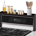 SpaceAid Bamboo Over the Stove Spice Holder Shelf, 31.5" Kitchen Organizer Stove Spice Top Rack, 11.6" Height Countertop Storage, Over Oven Back Sink Organization Shelf, Black
