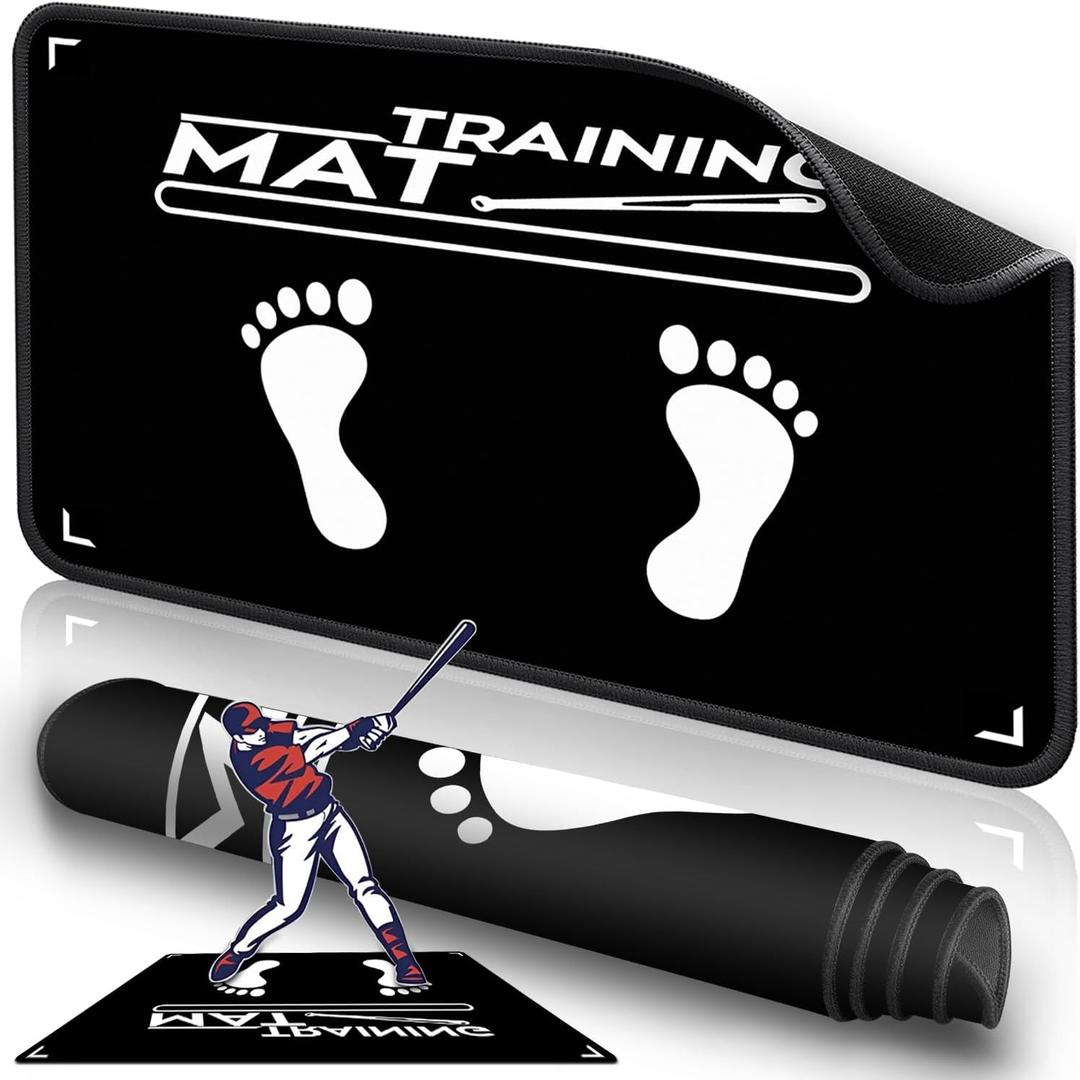 2F22E Baseball Hitting Mat,Indoor/Outdoor Portable Batting Cage Mat,35.4 * 23.6 Inch Baseball and Softball Batter Stance Training Mat for Kids to Improve Posture