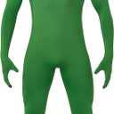 Spooktacular Creations Mens Halloween Costume Open Face Bodysuit Jumpsuit, Zentai Costume Bodysuit for Halloween Party (Green, S)