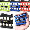 FitBeast Finger Strengthener, Finger Exerciser, Hand Exerciser for Improve Dexterity and Strength in Fingers, Hands, ForearmsGrip Strength Trainer for Musicians, Climbers (4 Piece Set -Green Blue Red Black)