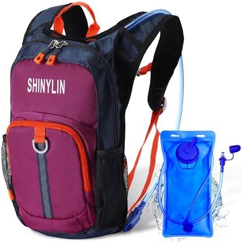 Shinylin Kids Hydration Backpack with 1.5L Water Bladder Hiking Backpack Lightweight for Boys or Girls Children Biking Climbing Running Cycling