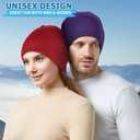 Headshion Thin Skull Cap Beanie for Men Women, 2 Pack Knit Cuffless Beanie Plain Toboggan Hat (One Size, Wine Red & Purple)