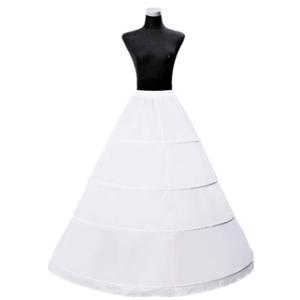 ZLQQ Women's 4-Hoop Petticoat Crinoline Underskirt for Wedding Ball Gown Tutu Tulle Slips Skirt M-L