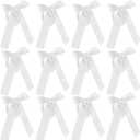 12 Pcs White Bow Napkin Rings Velvet Napkin Holders Buckle for Wine Bottles Wedding Candlestick Holiday Birthday Party Anniversary Dinner Wedding Dining Table Decoration