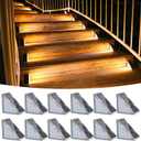VOLISUN Outdoor Stair Lights 12 Pack, Solar Step Lights Waterproof IP67,80 Lumen, Led Step Light Outdoor for Garden Backyard Stair, Front Door,Porch and Deck(Warm White)