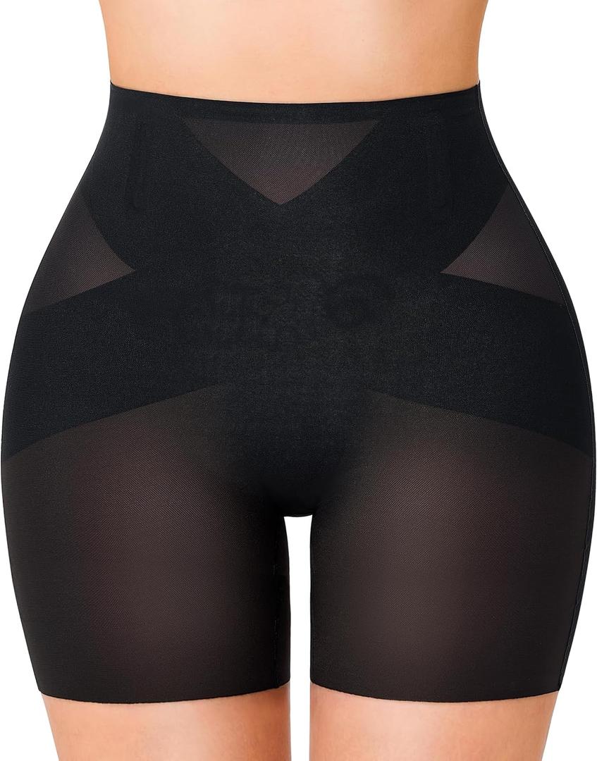 Gotoly Shapewear Tummy Control Mid-Waist Body Shaper Shorts Butt Lifting Panties Shapewear Shorts (Large, Black)