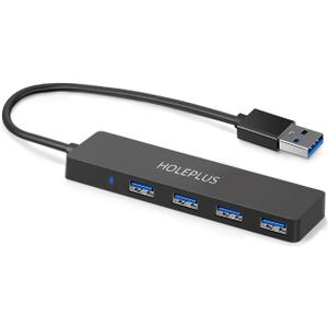 4-Port USB 3.0 Hub, Ultra-Slim Data USB Hub, for MacBook, Mac Pro, Mac mini, iMac, Surface Pro, XPS, PC, Flash Drive, Mobile HDD (U1 0.59ft)