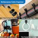 Cable Management Kit 40 Self-Adhesive Hook & Loop Cable Ties with 2 Extension Straps, Strong Adhesive Cord Organizer for Desk, Wall, Home & Office Adjustable Wire Holders (Black)