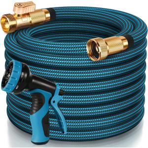 Garden Hose 100 ft, 2025 New Ultra Lightweight & Flexible Water Hose 100ft, 10 Pattern Spray Nozzle, Leak-Proof Solid Brass Fittings, High-Density Outer Fabric, Durable Inner Core, No Kink, No Tangle6