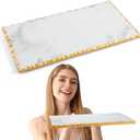 9" X 6" Marble Tray with Golden Foiling Natural Marble Board White Slab Candle Plate Tray for Kitchen Counter Cheese Charcuterie Wedding Gift House Warming Gift