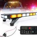 LUMENIX 48 Inch Rooftop Strobe Emergency Lights Bar Heavy-Duty Warning Flashing Traffic Lightbar w/LED Alley and Take Down Light for Construction Vehicles Towing Work Trucks Snow Plows - White Amber