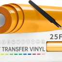 VinylRus Heat Transfer Vinyl-12 x 25FT Iron on Vinyl Roll for Shirts, HTV Vinyl for Silhouette Cameo, Easy to Cut & Weed(Yellow)
