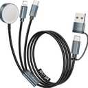 Travel Essentials for Apple Watch Charger,3 in 2 USB C Cable for Multi Charging Cable Cord,Vacation Camping RV Essentials Portable Designed for iWatch &iPhone 17-11 -5FT, Black