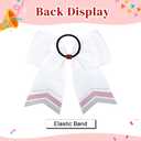 8PCS Glitter Cheer Bow Large White Cheer Bows Rhinestones Hair Bows Girls 8"Cheerleading Bows Bulk Elastic Band Ponytail Holder for Teen Girls College Sports Competition