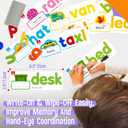 82PCS CVC & CVCC, CCVC Words Builders, 30 Double-Sided Cards & 52 Wooden Lowercase Letters, 2 Levels See & Spell Learning Tool STEM Educational Activities for 3 Years Old Boys and Girls