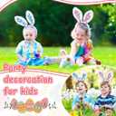 4 Pcs Easter Bunny Ears Headbands with Bow Tie set Sequins Bunny Ears Hairbands Easter Adjustable Bowties Glitter Colorful Rabbit Headbands Costume for Girls Boys Hair Accessories Easter Birthday
