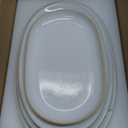 famiware Serving Platter, Oval 15.59/14.3/12.9 inch Serving Dishes for Entertaining, Serving Bowls, Microwave Safe, Stonware Serving Trays for Party, Turkey, Cheese, Ocean Series, Cappuccino White