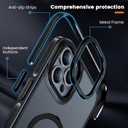 Magnetic Case for iPhone 15 Pro, with Invisible Ring Stand, Military Drop Protection, Shockproof Anti-Fingerprint Matte Protective Cover for iPhone 15 Pro, Black