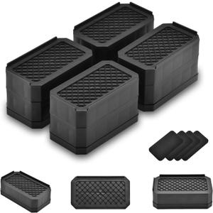 EclatBain Rectangle Bed Risers Furniture Risers Heavy-Duty Rectangular Adjustable Block Lift to 3 inches and 4.3 inches Desk, Sofa, Chair Legs, Support up to 4000 pounds BK-2