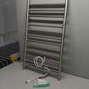 Wall Mounted Towel Warmer 12 Bars with Plug-in and Hardwired Options 3 Working Modes Brushed Stainless Steel 21” W 34” H