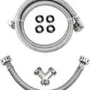 4 Ft Steam Dryer Hose Installation Kit - 90 Degree Elbow Stainless Steel Hose, 1 Ft Inlet Adapter and Y Connector, Fits All Normal Household Water Supply Lines by TOMOON