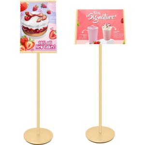 Floor Sign Stand, Sign Holder Stand 11.8x16.5 inch with Heavy Duty Base, Easy Snap-Frame for Poster Replacement for Retail Stores, Trade Shows, Events and Directing Traffic (Golden, A3)