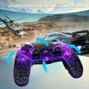 2 Pack Wireless Controller for PS4, LED Backlit Controllers for PS4/Pro/Slim, 1000mAh Battery, Double Shock 6-Axis Motion Sensor, Adjustable RGB Backlight, White+Black