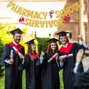 2 x Pharmacy School Survivor Banner - Congrats Pharmacist, Pharmacist Class of 2026 Decor, 2026 Pharmacy School Graduation Party Decorations Gold Glitter