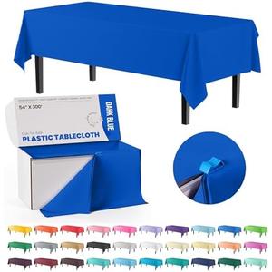 Exquisite Dark Blue Plastic 54x300 inches Rectangular Tablecloth Roll with Built-in Cutter - 300 Feet, All-Season, 1 Count
