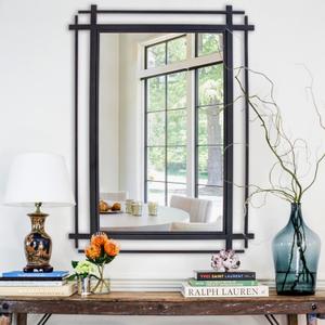 Black Bathroom Mirror with Metal Frame, 36''X24'' Large Living Room Mirror for Wall Decor, Modern Decorative Mirror for Entryway, Dining Room, Bedroom
