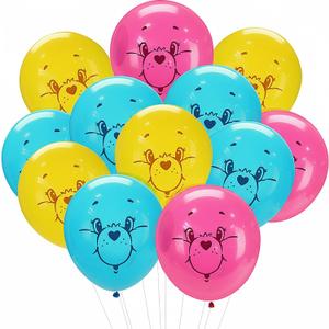 2 x Vibrant Pink, Blue, & Yellow Party Inflatable Care Bears Latex Balloons, 10" (12-Count) Perfect for Birthday Bouquets, Party Backdrops & Table Decor