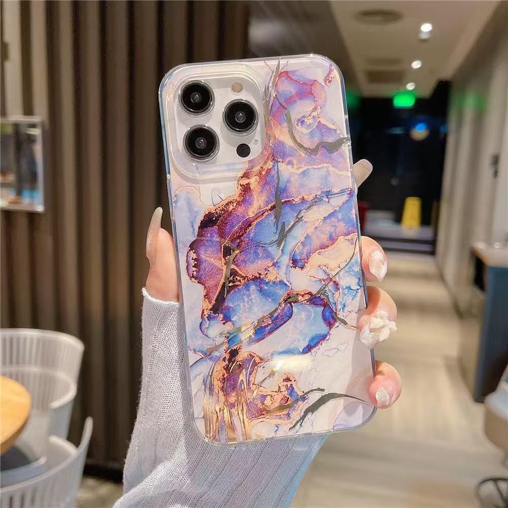 Aconfei for iPhone 14 Plus/15 Plus Marble Case,Slim TPU Shockproof Bumper Protective Phone Case Cover for Girls Women