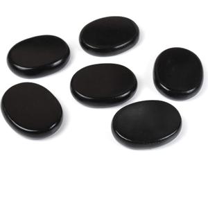 6Pcs Hot Massage Stones Set Natural Basalt Heated Warmer Stone for Spa Massage 2.36 x 3.14in (6x8cm) 2 (Black)