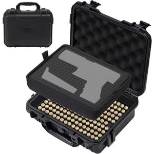 Hard storage Case for storing pistol & ammo - Lockable Storage Protection Box for Handgun, 9x19mm Parabellum, 9mm Luger, 380ACP, 38 S&W, 32 S&W, .40 S&W & More (Case Only)