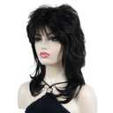 Wiginway Long Shaggy Layered Hair Natural Straight Wavy Shags Wig Soft Synthetic Hair (#2SP33 Black Mixed Auburn)