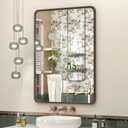 OKPAL 20x28 Bronze Bathroom Mirror, Brushed Metal Bathroom Vanity Mirrors for Wall, Rounded Rectangle Bronze Frame Mirror for Farmhouse, Anti-Rust (Horizontal/Vertical)