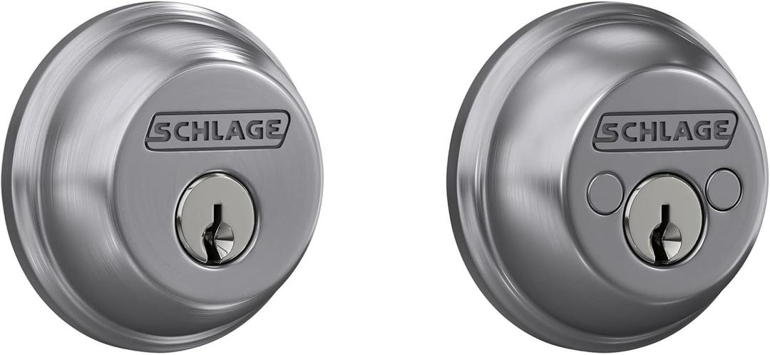 Schlage B62 N 626 Deadbolt, Keyed 2 Sides, Highest Residential Security, Satin Chrome