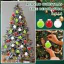 24 Pcs Christmas Balls Ornament 2.5 Inch Hanging Christmas Feather Balls Red Green White Feather Ornament for Xmas Tree Decorations Home Indoor Outdoor Holiday Party Decor