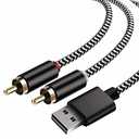USB to 2 RCA Audio Cable,10Ft U-SB A Male to 2 Male Y RCA Stereo AUX Splitter,2RCA Jack USB Audio Cable for Laptop, Linux,PC, Home Theater, DVD, Amplifier, Speaker (10Feet)