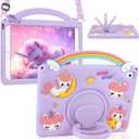 HianDier for iPad 9th 8th 7th Generation Case Kids Girls Cute Unicorn with Rainbow Handle Detachable Lanyard Rotatable Kickstand Shockproof Protective Cover for iPad 10.2 Case 2021 2020 2019-Purple