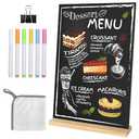 TLAZZ Small Chalkboard Sign 7.9 X 11.8 Inch Tabletop Chalkboard with Wooden Base Stand Double Sided Message Menu Chalk Board Stand Sign for Kitchen Wedding Bar Restaurant Party Decoration (1 Pack)