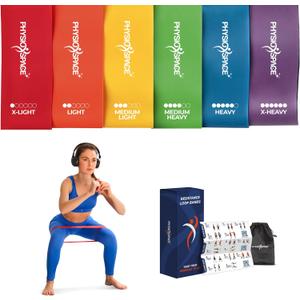 Resistance Bands for Working Out – Set of 6 Loop Exercise Bands for Legs Glutes and Core – Natural Latex Booty Band Designed by a Physical Therapist for Men and Women