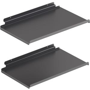 2 Pack 17X10 Inch Large Slatwall Shelves, Metal Slat Wall Shelves Accessories, Metal Retail Display for Storage and Organization, Black