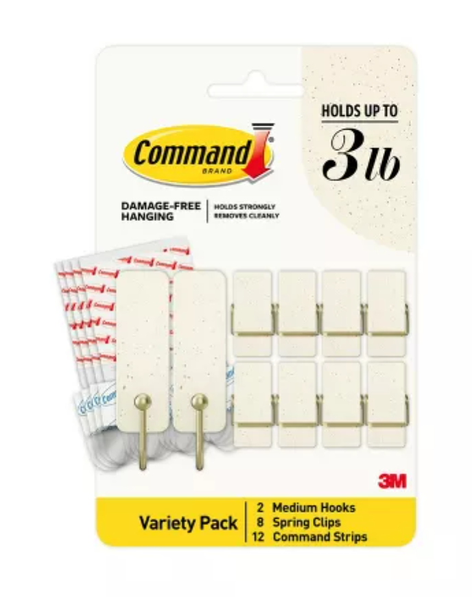Command Limited Addition Holiday Mixed Hooks Pack Vanilla Bean 10 Hooks 12 Strips: Plastic Adhesive Hangers, 9.25" Height
