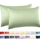 100% Cotton Standard Pillowcases Set of 2, Deep Dream 600 Thread Count Pillow Cases, 20x26 Inches, Super Soft and Breathable Envelope Closure (Sage Green)