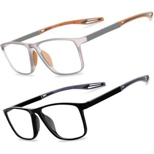 2 Pack Reading Glasses for MenSports Style Blue Light Blocking Readers with Anti Glare Filter Lightweight Eyeglasses