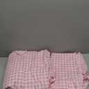 Gingham Duvet Cover Queen Size, 3 Pieces Soft Breathable Microfiber Plaid Comforter Cover with Zipper Closure & 2 Pillow Shams, Ruffle Farmhouse Vintage Decor, Pink